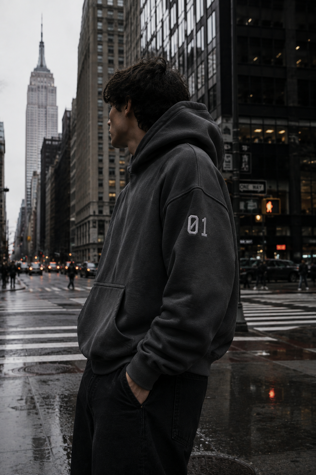 Subset Hoodie in Slate — oversized 01 sleeve embroidery